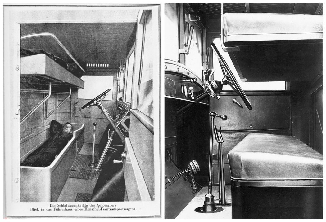 Спальник в диване грузовика Henschel 1931 года и FIAT 634 N того же года (из архива Станислава Кирильца)